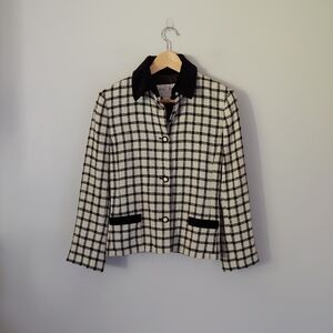 Oscar de la Renta Vintage Wool Checked Jacket Size US 6